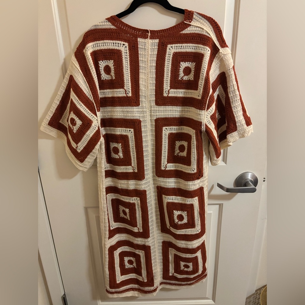 Granny Square Crochet Duster, Geometric Patterned Open Cardigan, One Size, NWT - Picture 3 of 3